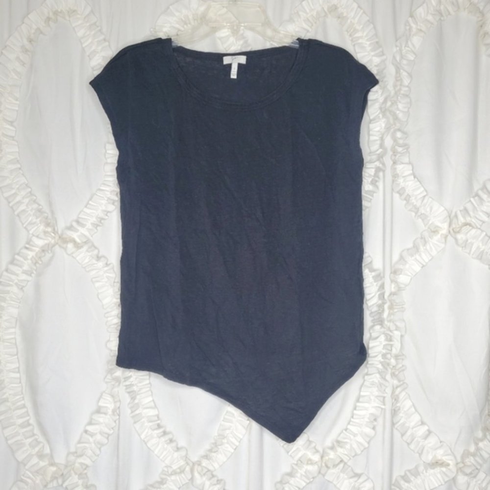 Joie Asymmetrical Hem Serotina Linen Black Gray T Shirt Size Small